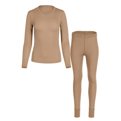 Women's 160 Long Sleeve & Bottoms 2-Piece Beige