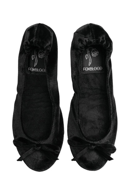 Black Velvet Folding Flats
